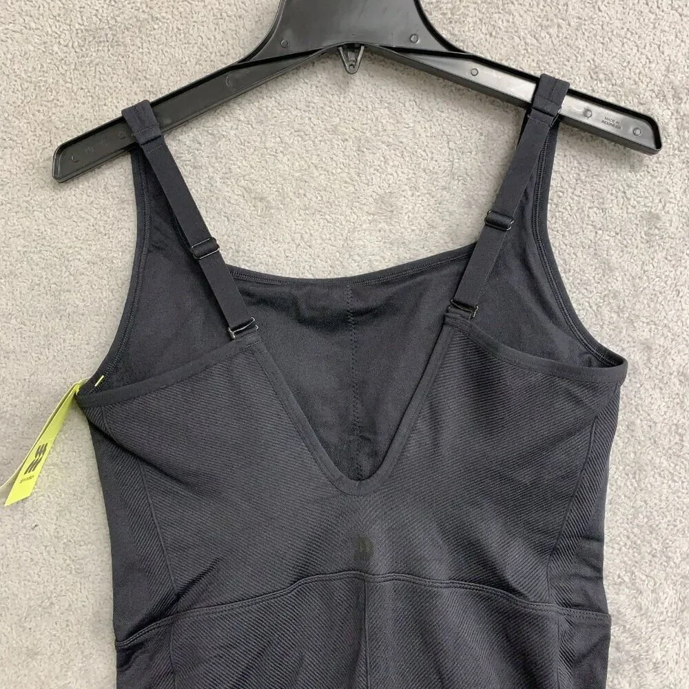 All In Motion Women's M Black Seamless Bodysuit With Built-In Shelf Bra a2435